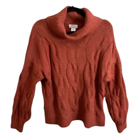 Cambridge Dry Goods Burnt Orange Cable Knit Cowl Neck Sweater Womens SZ XL - Picture 10 of 10